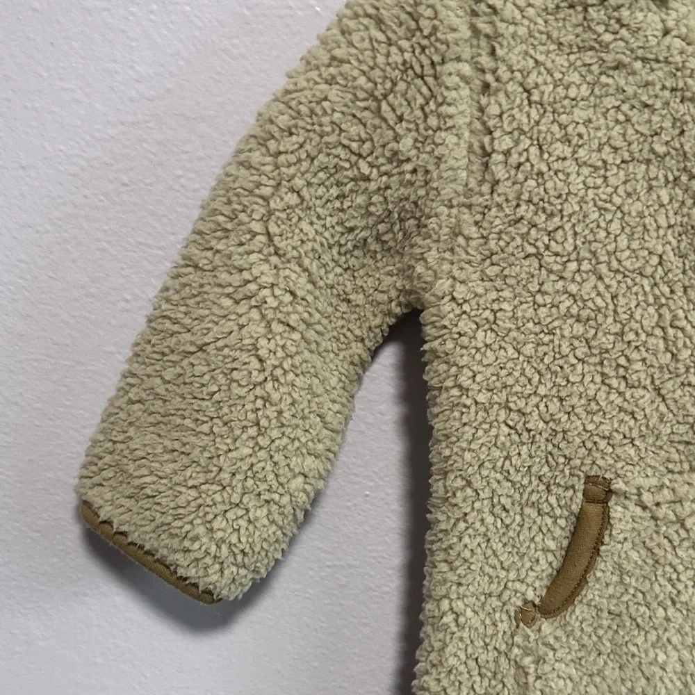 Carter's Cream Sherpa One-Piece with Tan Trim